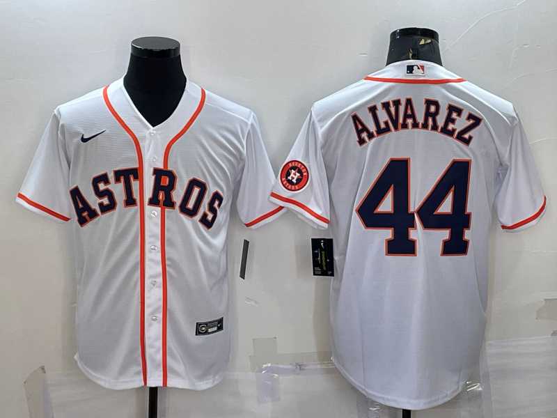 Mens Houston Astros #44 Yordan Alvarez White With Patch Stitched MLB Cool Base Nike Jersey->houston astros->MLB Jersey